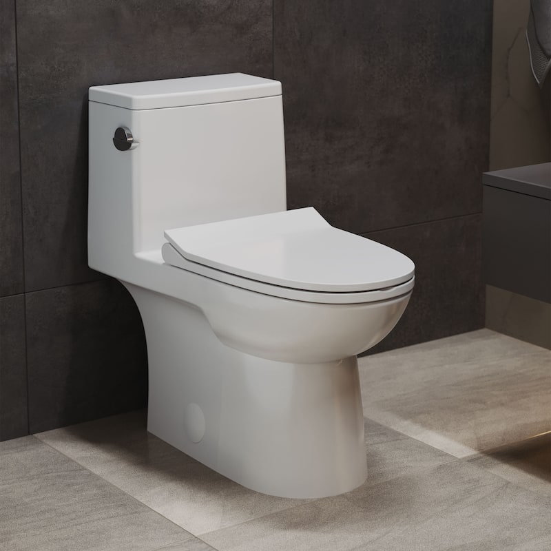 Swiss Madison SM-1T125 Daxton One Piece Elongated Left Side Flush Toilet 1.28 GPF - White