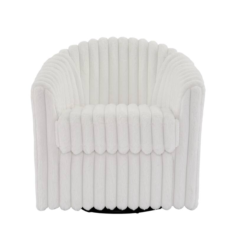 2 Set Modern 49" Upholstered Plush Corduroy Swivel Barrel Accent Chair
