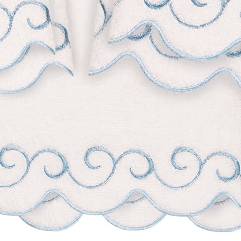 Authentic Hotel and Spa 100% Turkish Cotton SIMPLICITY Scallop Embellished Towel Collection