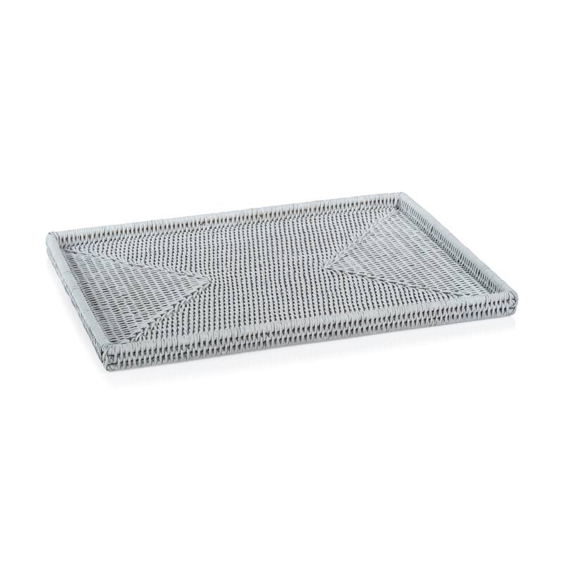 Langsa Rattan Woven Tray - Matte White - Large