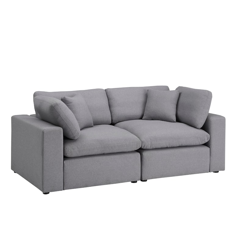 Anka Grey Linen Down Filled Cushioned Loveseat by iNSPIRE Q Modern