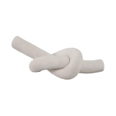 Pottery and Cement Novelty Knot Decorative Sculpture - 11" White - 11" x 4" x 5"