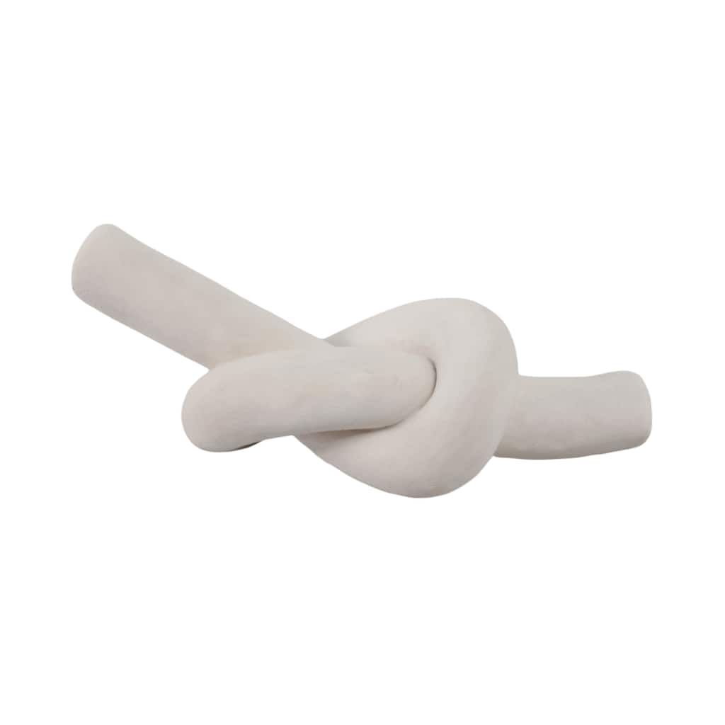 Pottery and Cement Novelty Knot Decorative Sculpture - 11" White - 11" x 4" x 5"