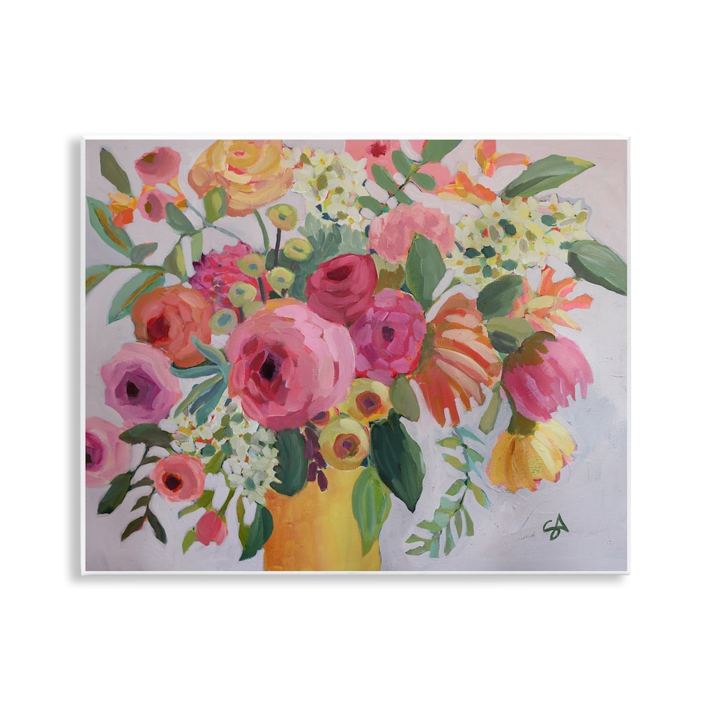 Stupell Assorted Flowers in Pink & Yellow Wall Plaque Art Design By Suzanne Allard