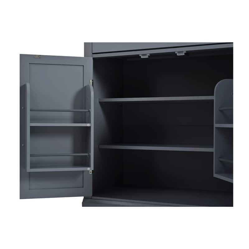 Modern Freestanding Kitchen Pantry,Buffet Food Storage, Coffee Bar Cabinet with Drawer, 2 Adjustable Shelves,2 Door Shelves