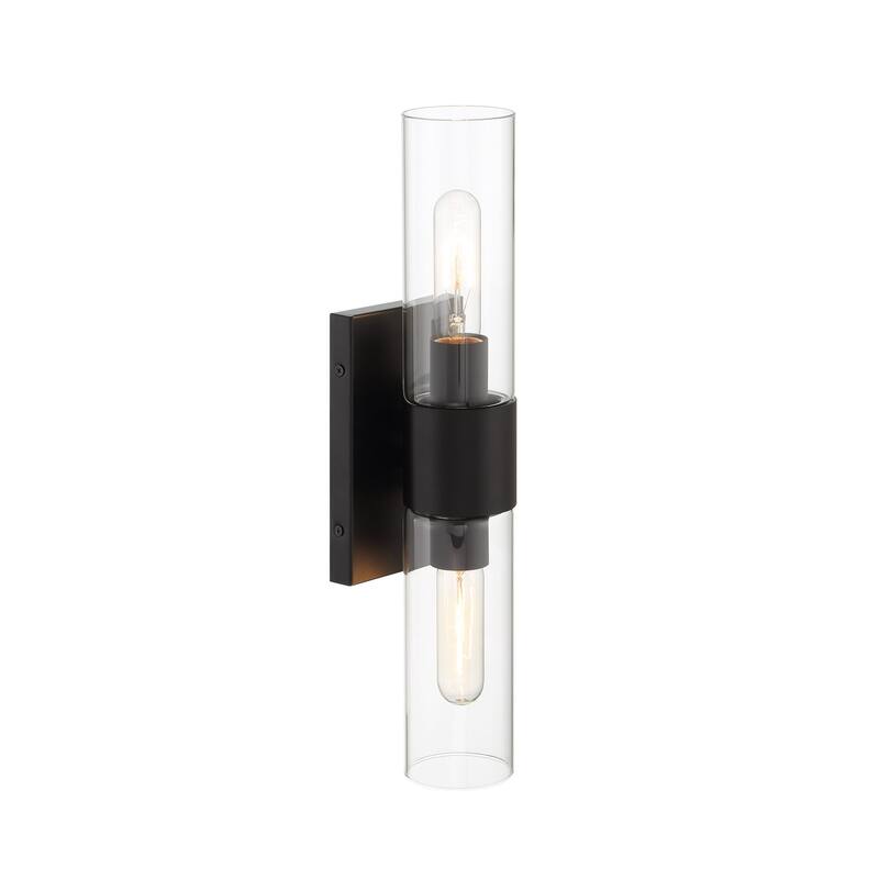Anton 17.5 in. 2-Light Matte Black Transitional Wall Sconce Light