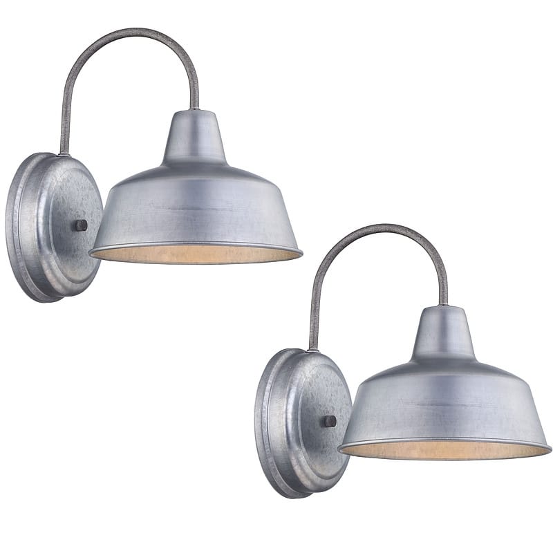 1-Light Outdoor Barn Light With Galvanized finish 2 Pack - 8.35"x10.65"x11"