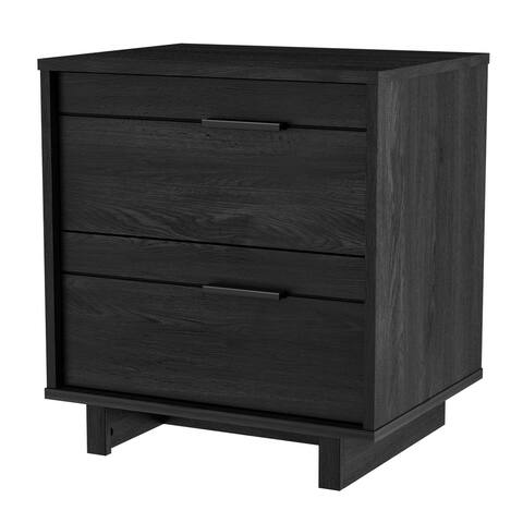 South Shore Fynn Contemporary 2-Drawer Nightstand With Accent Groove