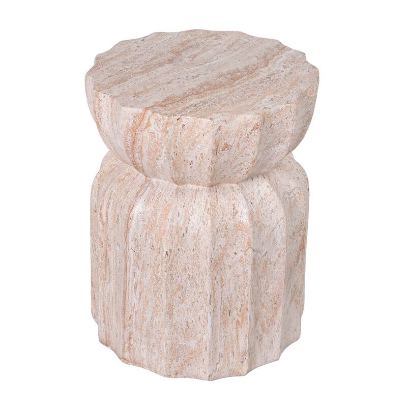 Christopher Knight Home - Modern Outdoor Lightweight Concrete Accent Side Table with Fluted Sculptural Hourglass Design