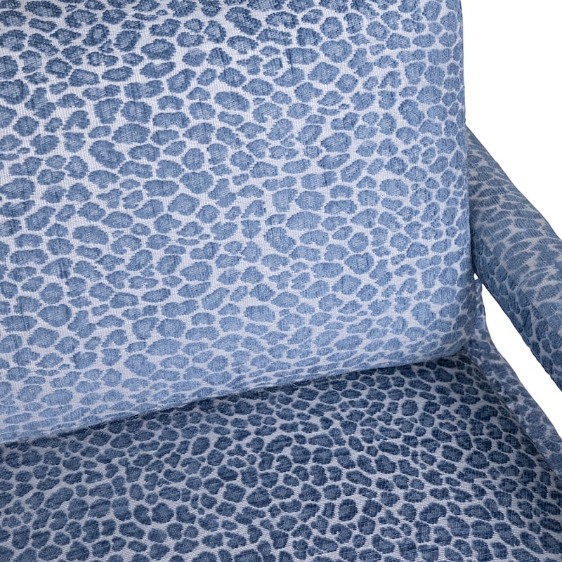 Blue Upholstered Accent Armchair with Wood Frame