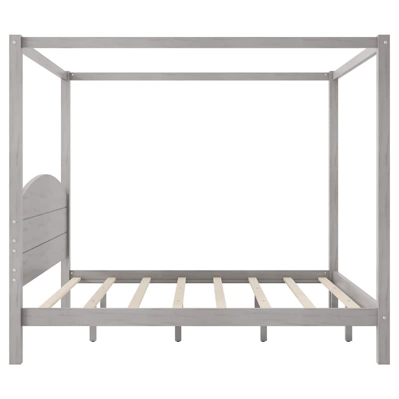 Canopy Platform Bed with Headboard and Footboard,With Slat Support Leg