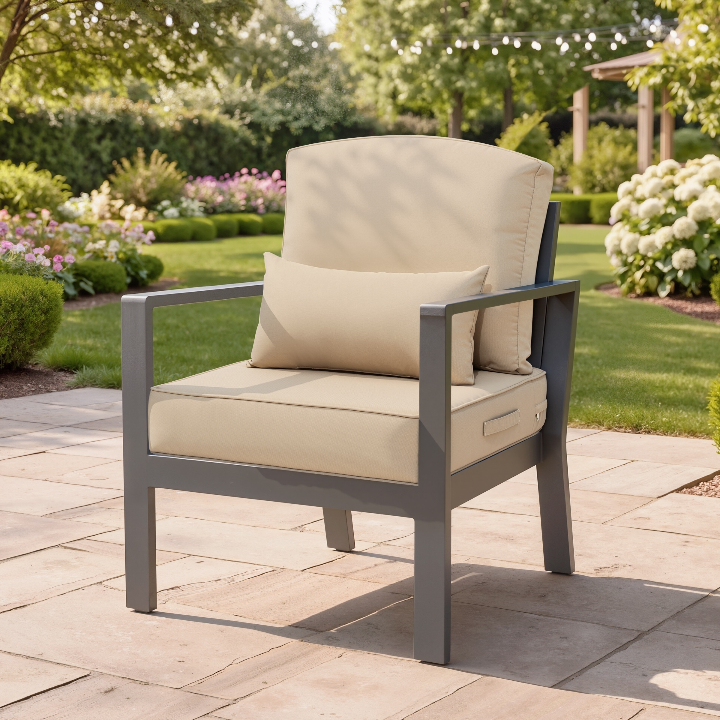 24 x 24 Outdoor Chair Cushions Set Patio Cushions Deep Seat & Back Cushion with Pillow for Chair Sofa