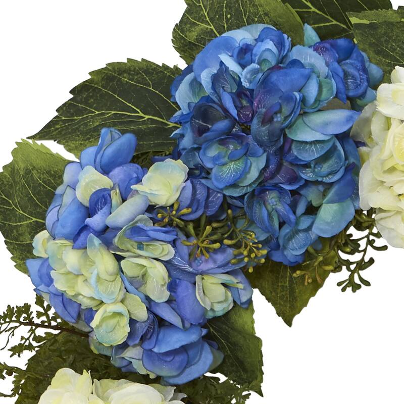 Hydrangea Decorative Spring Floral Wreath, 24-Inch, Unlit