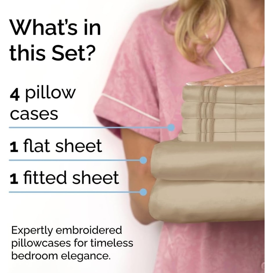 CGK Linens 6 Piece Solid Deep Pockets Microfiber, Easy-Fit Bed Sheet Set - Picture 26 of 396