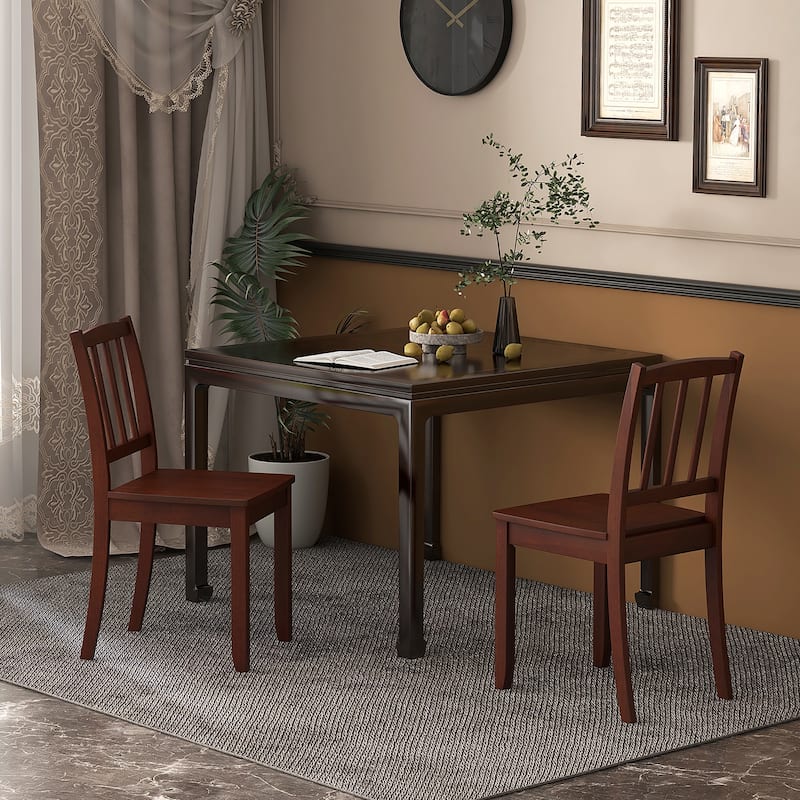 Gymax Wood Dining Chair Set of 4 w/ Rubber Wood Legs Curved Backrest