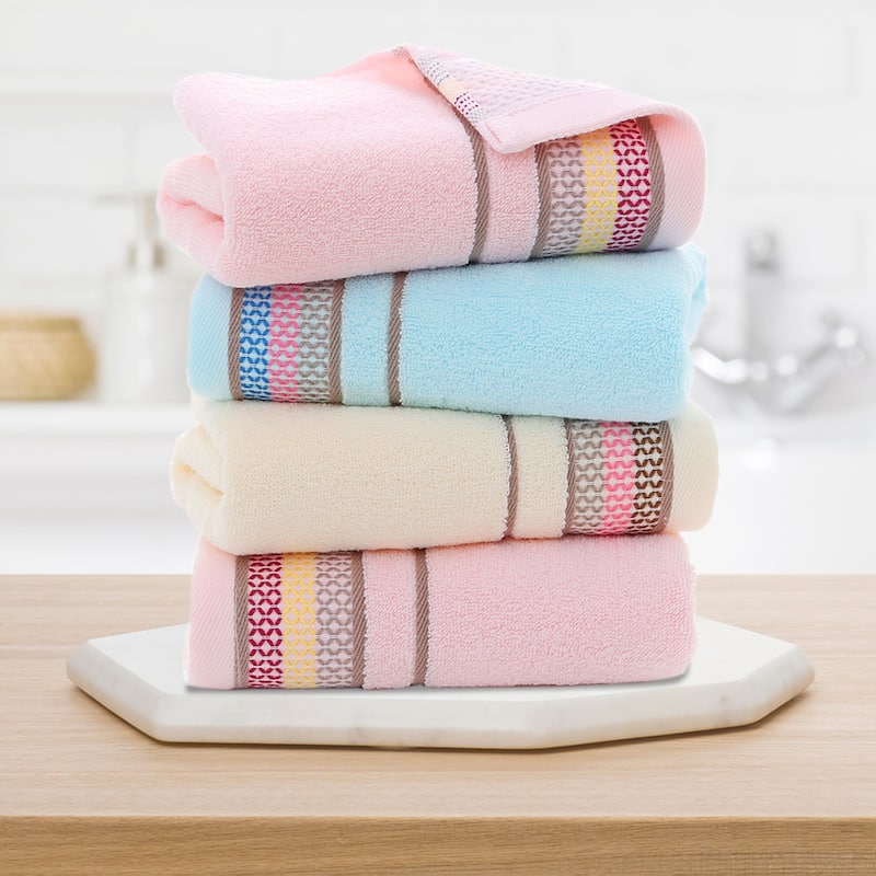Hand Towels for Bathroom Cotton Striped Pattern Absorbent Soft Decorative Hands Face Towel
