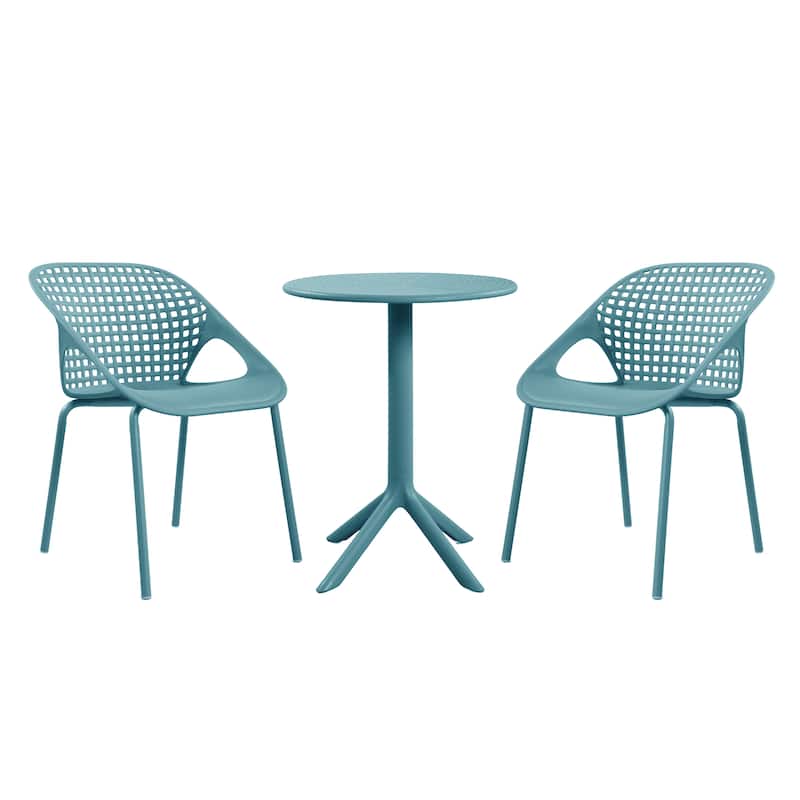 Christopher Knight Home - Arno Modern 3-Piece Outdoor & Indoor Patio Bistro Set with Dining Chairs & Compact Round Bistro Table