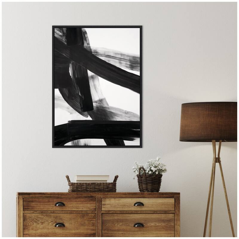 Kate and Laurel Black Mark No. 1 by Amy Lighthall Framed Canvas Wall Art Print