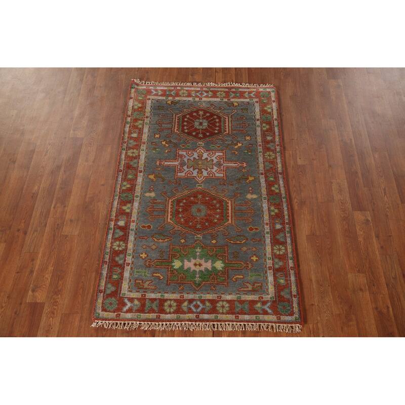 Geometric Kazak Oriental Accent Rug Handmade Traditional Wool Carpet - 3'0"x 5'0"
