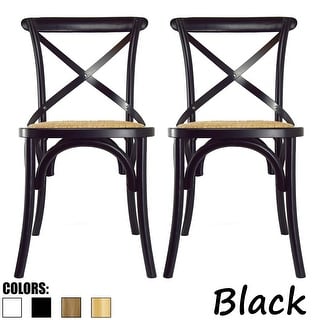 2xhome Set of 2 Modern Contemporary Antique Farmhouse Decor Cross Back Wooden Frame Dining Chairs Wood Accent with Side
