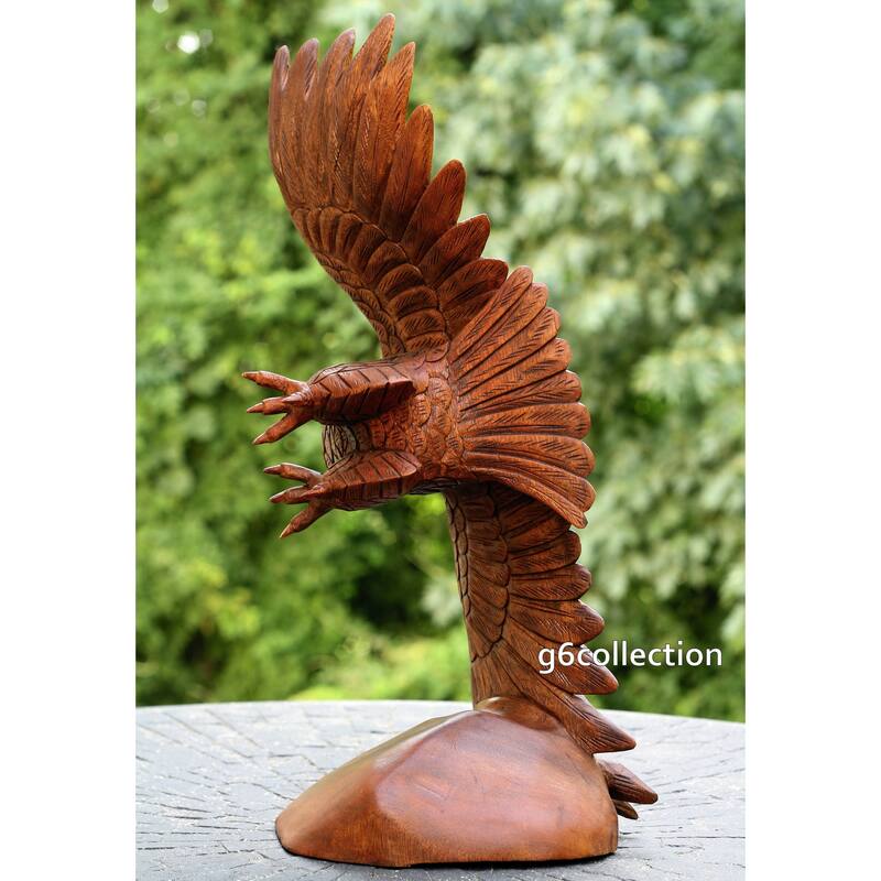 Extra Large Huge 20" Hand Carved Flying Wooden Owl Statue Figurine Handmade Soaring Owl Sculpture Home Decor Accent Handcrafted