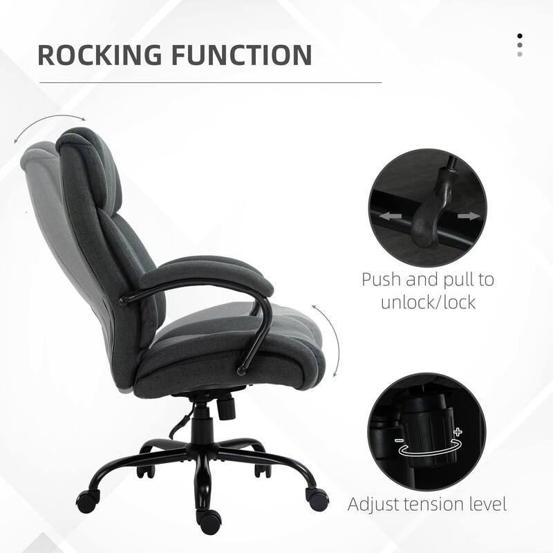 Big & Tall Executive Office Chair, 484 lbs Capacity, Wide Seat, Adjustable Height, Linen Fabric, Swivel Wheels