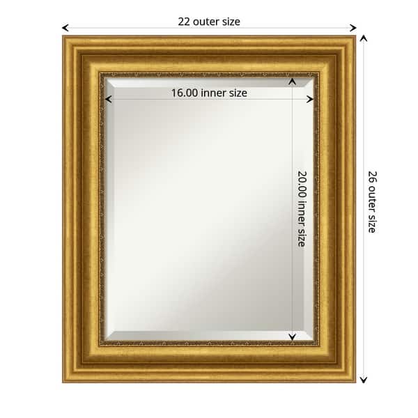dimension image slide 3 of 6, Beveled Bathroom Wall Mirror - Parlor Gold Frame