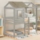 preview thumbnail 2 of 25, Playhouse Inspired Twin-Over-Twin Bunk Bed with Roof, Window, Guardrail, Ladder