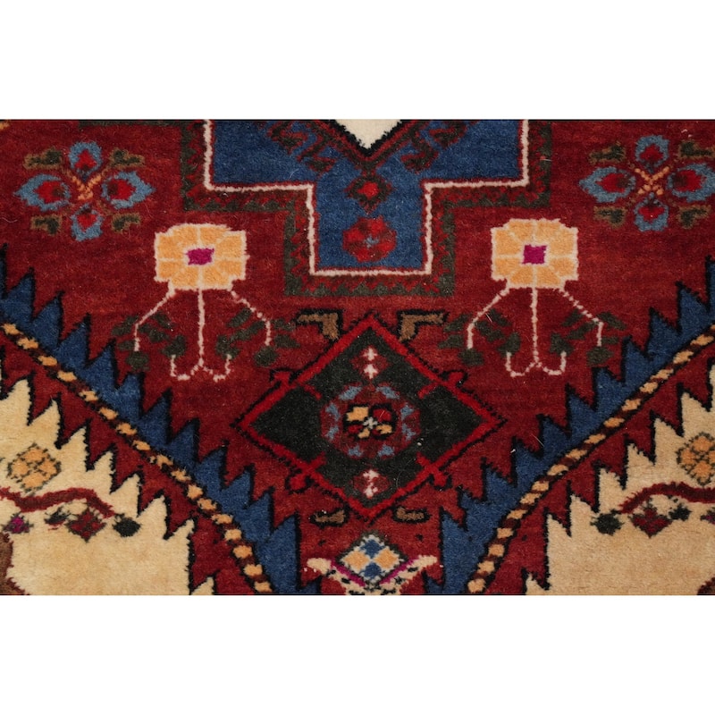 Hand Knotted Oriental 100% Wool Carpet Traditional Medallion Red Ardebil Area Rug - 4' 11'' X 3' 7''