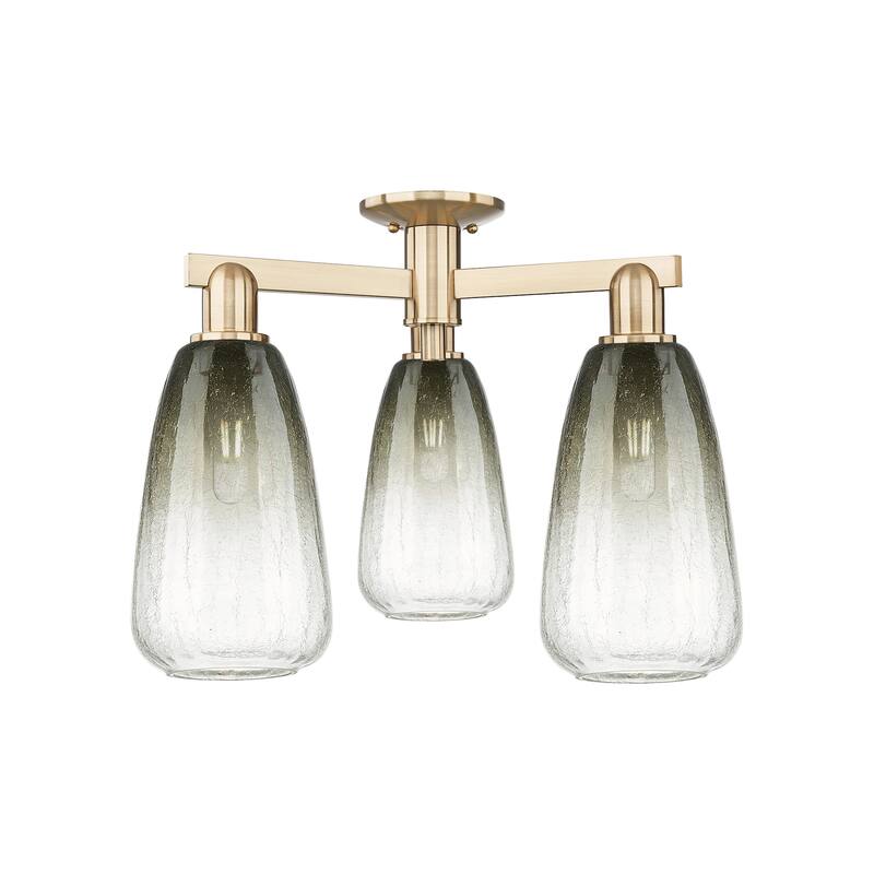 Innovations Lighting 716-3F-15-24 Brookhaven Almond Semi-Flush - Champagne Bronze / Slate