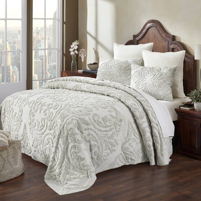 Better Trends Rylee Collection 100% Cotton Tufted Elegant and Floral Design Machine Washable Bedspread