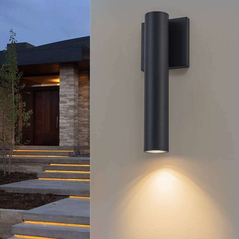 12.4" Outdoor Linear Integrated LED Wall Sconce - H12.4" x W3.4" x D4.5"