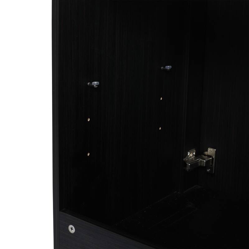 24" Bathroom Vanity with Soft-Close Doors and Spacious Storage, Black Chestnut Finish, Freestanding Design, Vanity Base Only
