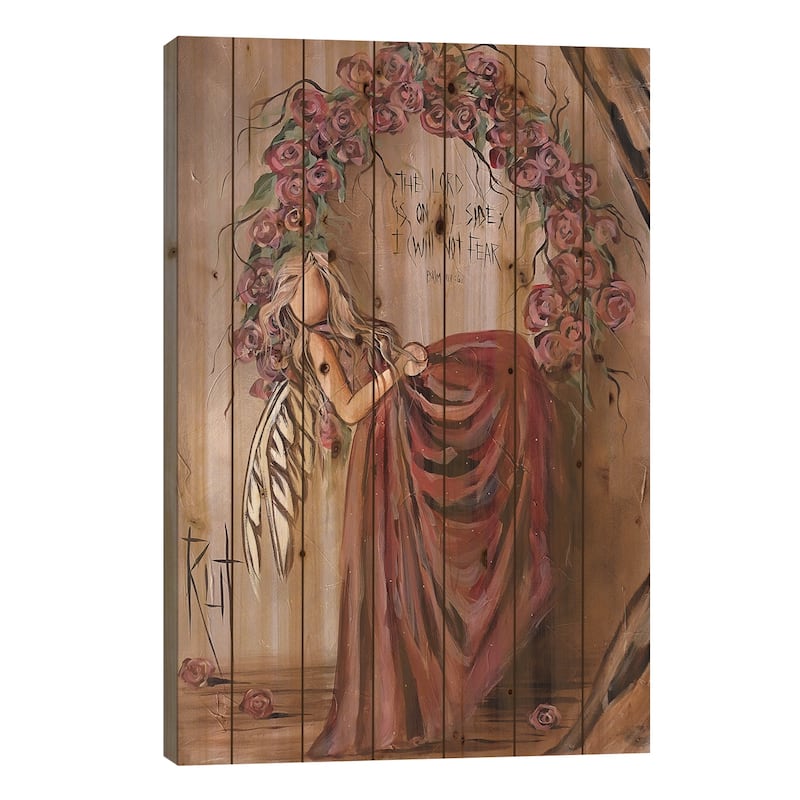 The Lord Is On My Side Print On Wood by Ruth's Angels - Multi-Color - 26x18x1.5