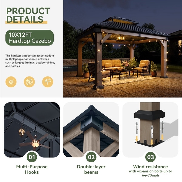 売れ筋ランキングも掲載中！ Aoxun Double Roof Outdoor Wood Gazebo - On Sale - Bed Bath チーク
