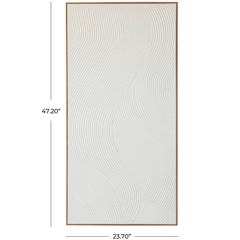 White Canvas Art Deco Inspired Line Art Geometric Framed Wall Art with Gold Frame