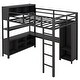 preview thumbnail 15 of 14, Full Size Loft Bed with Storage Cubes and Shelves,Metal Loft Bed with Wardrobe And L-shaped Desk
