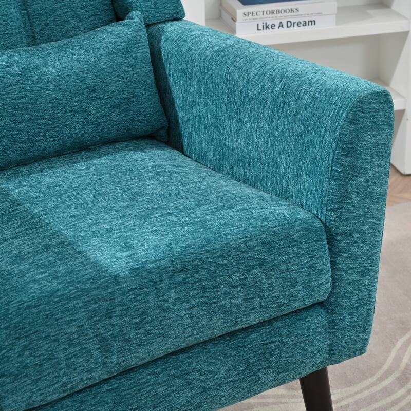 Chenille Modern Accent Chair with Wooden Legs and Mid-Century Lounge Chair (275lb Capacity)