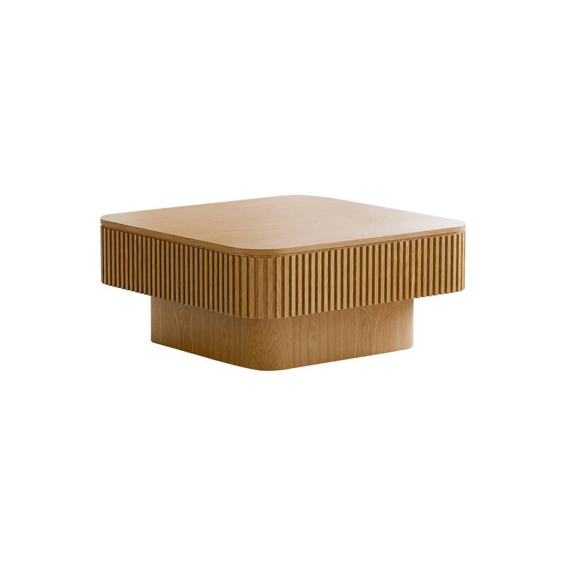 GDF Studio - Modern Wooden Veneer Square Coffee Table with Hidden Storage