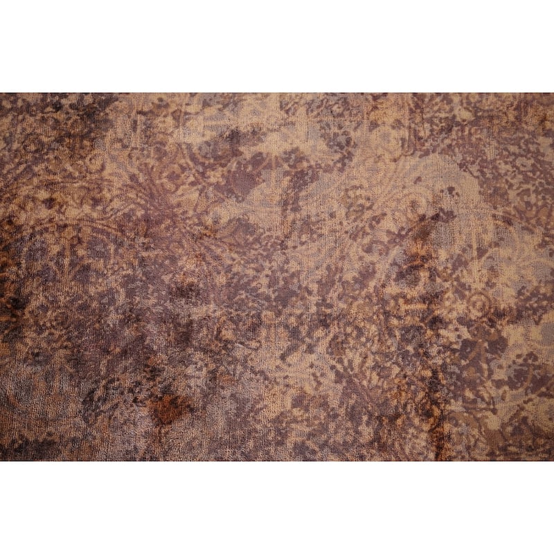 Abstract Indian Area Rug Hand-Knotted Wool Carpet - 8'2"x 11'5"