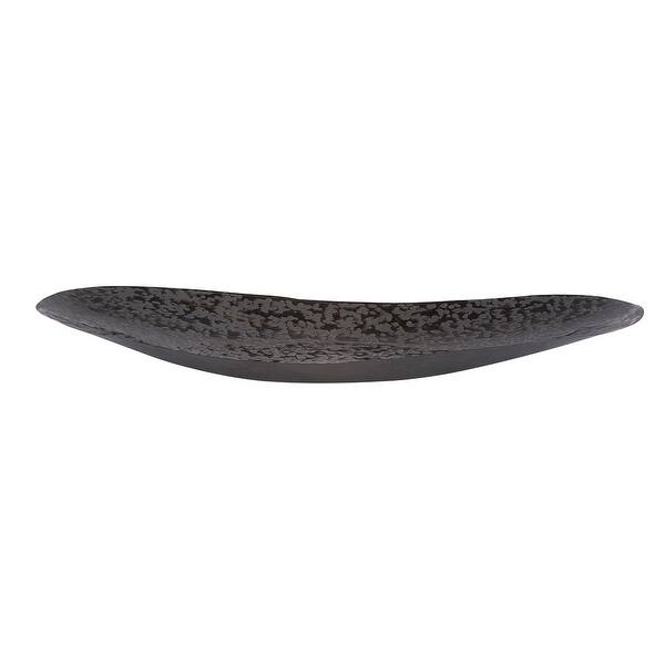slide 2 of 5, Chiseled Texture Black Iron Elongated Tray, Small - 2H x 20W x 5D