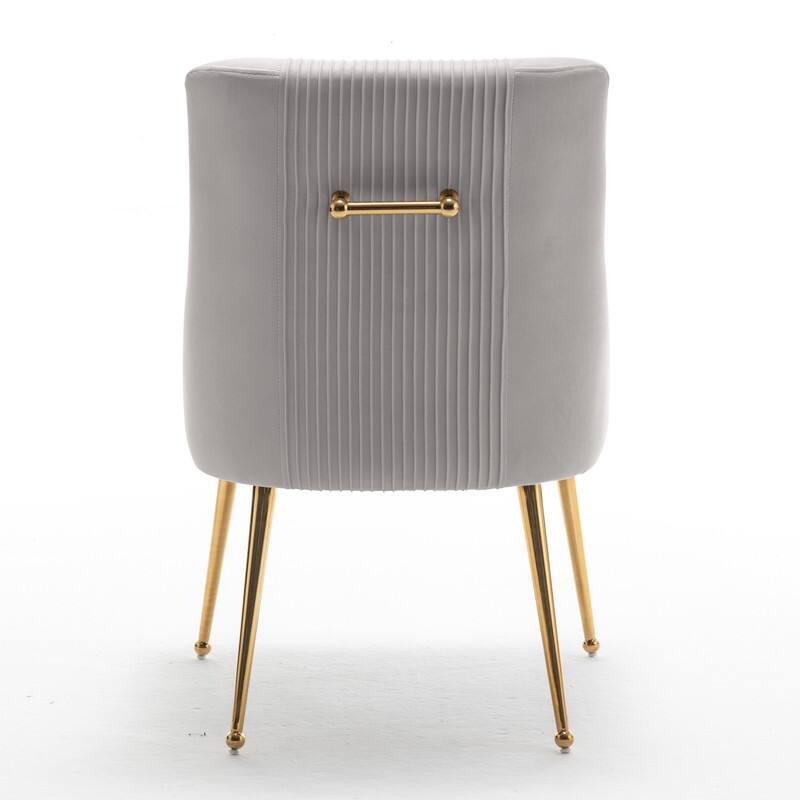 SEYNAR Modern Glam Boucle Pleated Velvet Dining Chair or Vanity Chair Set of 6 with Rear Handle