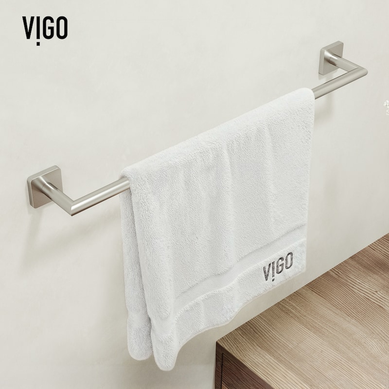 VIGO Satro 4-Piece Bathroom Hardware Accessory Set with 24 in. Towel Bar, Toilet Paper Holder, Hand Towel Holder, Hook