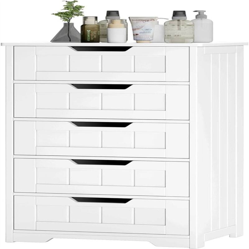 Bathroom Floor Cabinet Free Standing Storage Cabinet with 5 Drawers - 11.8"D x 15.7"W x 40.1"H