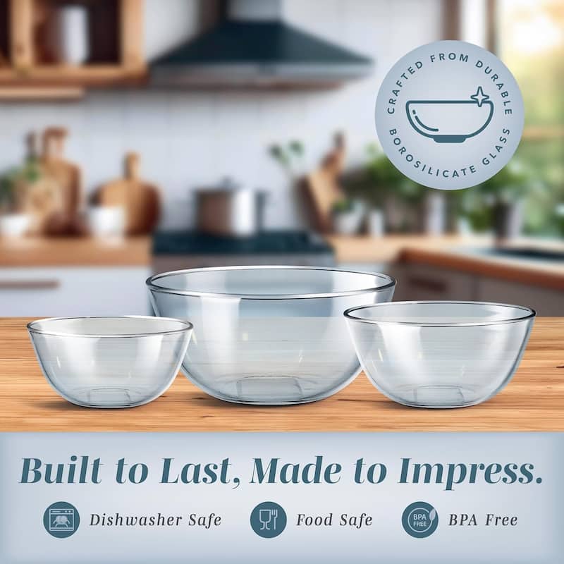 COOK WITH COLOR 12 Pc Glass Nesting Mixing Bowl Set with Lids for Cooking and Prep