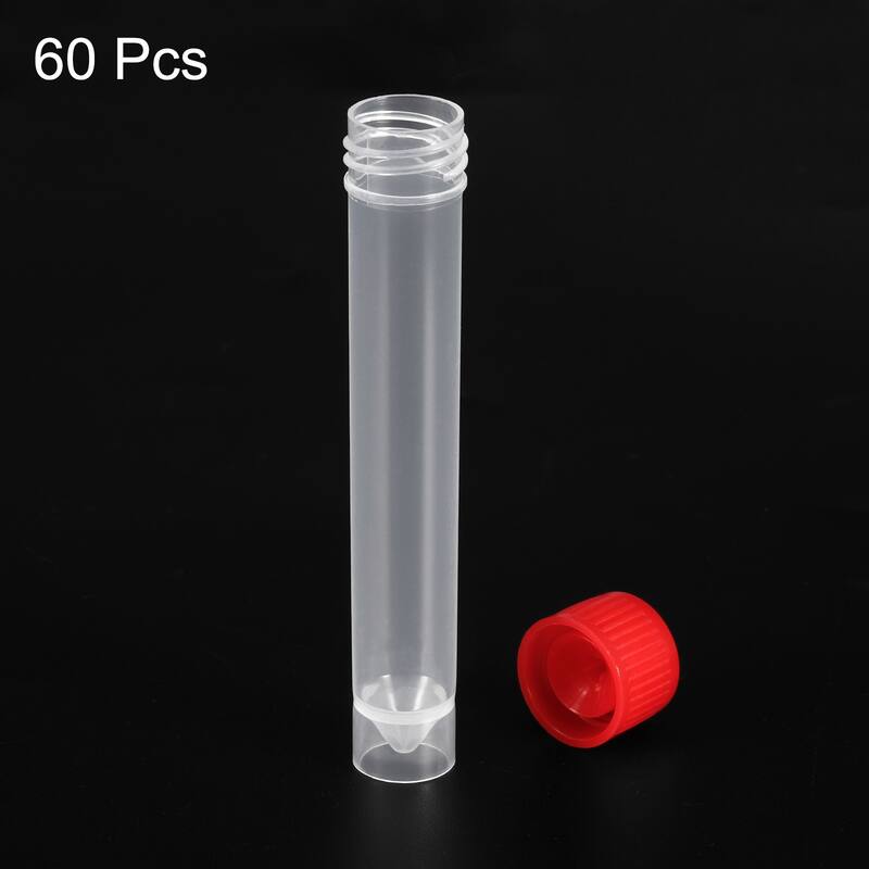 Plastic Test Tubes Frozen Test Tube Vial Container Screw Cap, 60pcs