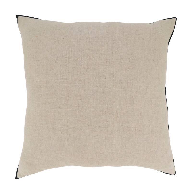Stonewashed Stitched Edge Throw Pillow - 20"x20" - Feather Down - Black & Natural