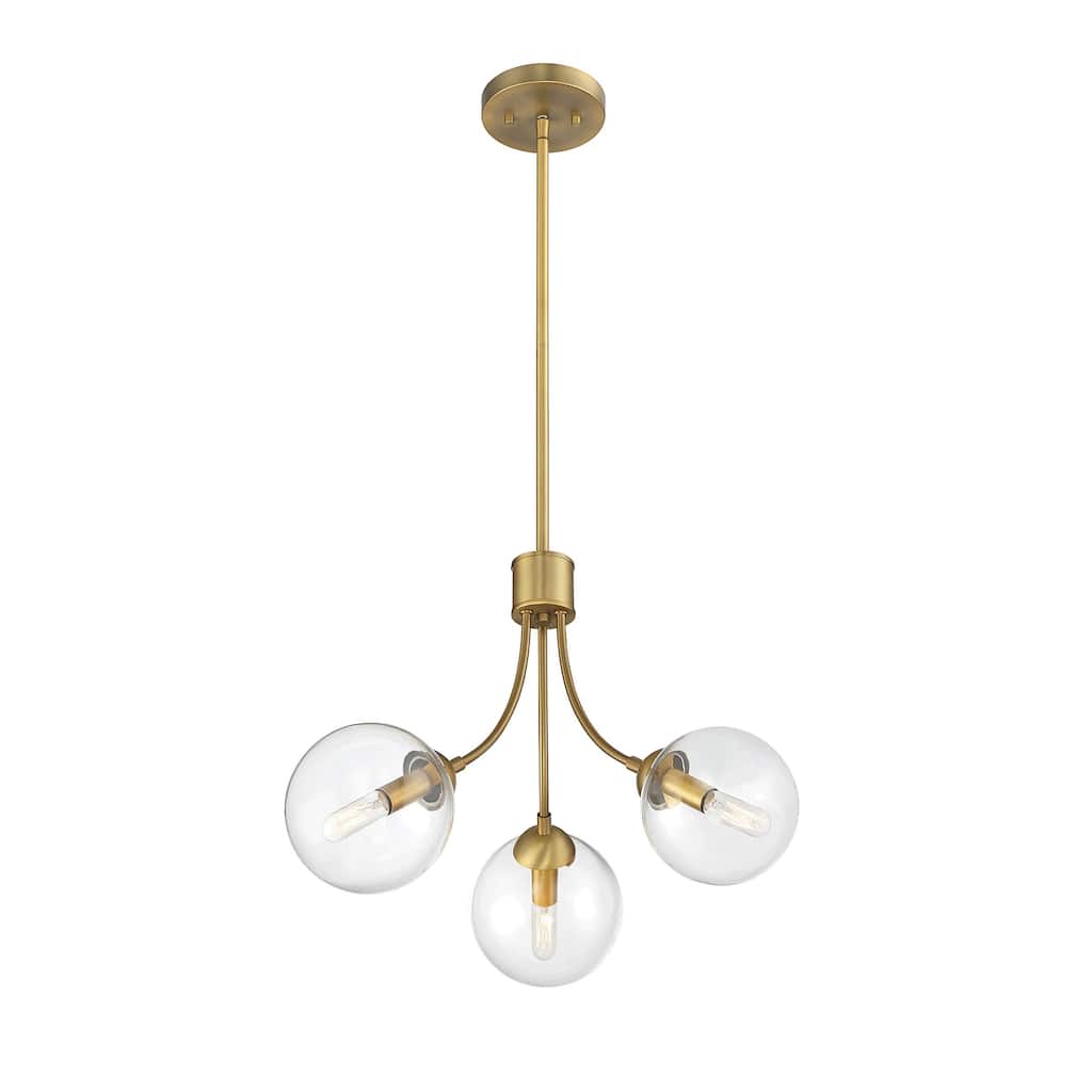 Trade Winds Lighting 3-Light Chandelier with Clear Glas Orb Shades