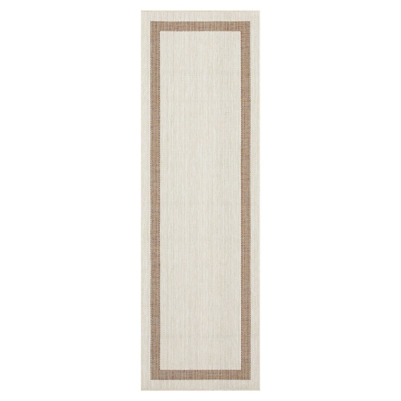 Indoor/Outdoor Area Rug/ Runner/ Doormat- Natural & Black & Red & Taupe Color -Machine Washable, Weather and UV Resistant-Azelia