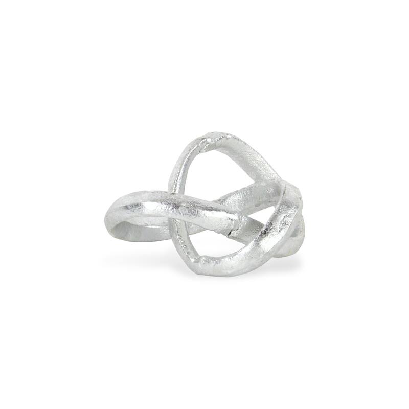 HomeRoots 6" Silver Cast Iron Modern Abstract Infinity Knot Tabletop Sculpture - 5.75' X '3.25' X '5.25